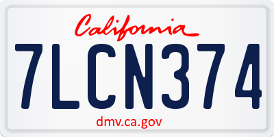CA license plate 7LCN374
