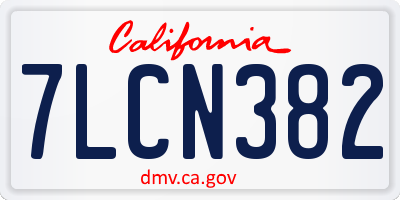 CA license plate 7LCN382