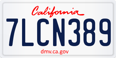 CA license plate 7LCN389
