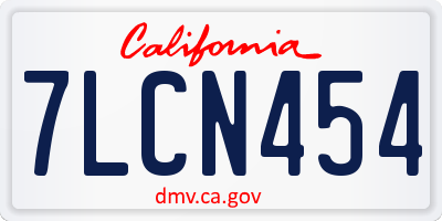CA license plate 7LCN454