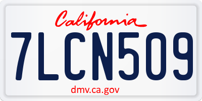 CA license plate 7LCN509