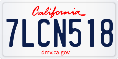CA license plate 7LCN518