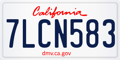CA license plate 7LCN583
