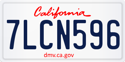CA license plate 7LCN596