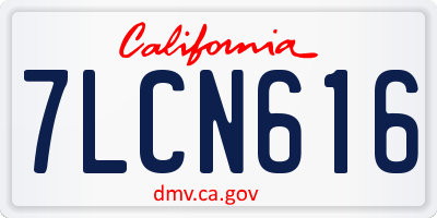 CA license plate 7LCN616