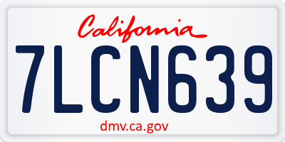 CA license plate 7LCN639