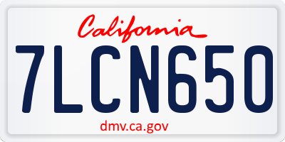 CA license plate 7LCN650