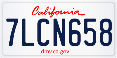 CA license plate 7LCN658