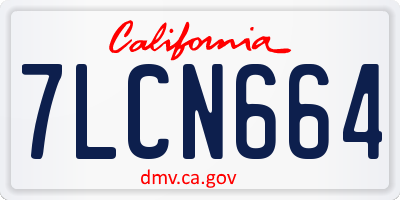 CA license plate 7LCN664