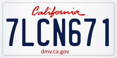 CA license plate 7LCN671