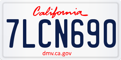 CA license plate 7LCN690