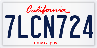 CA license plate 7LCN724