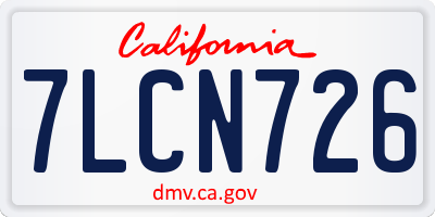 CA license plate 7LCN726