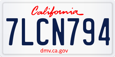 CA license plate 7LCN794