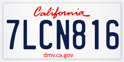 CA license plate 7LCN816