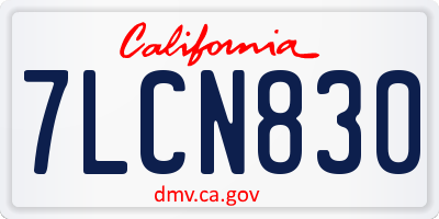 CA license plate 7LCN830