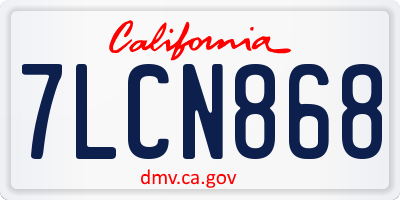 CA license plate 7LCN868