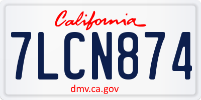 CA license plate 7LCN874