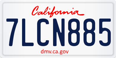 CA license plate 7LCN885
