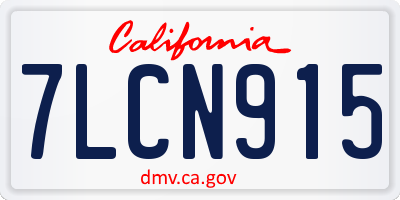 CA license plate 7LCN915