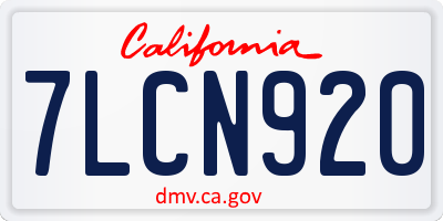 CA license plate 7LCN920