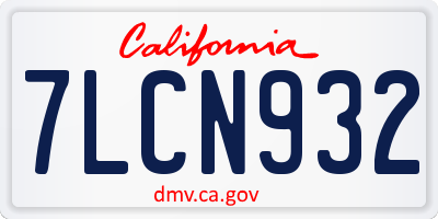 CA license plate 7LCN932