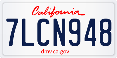 CA license plate 7LCN948