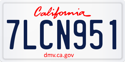 CA license plate 7LCN951