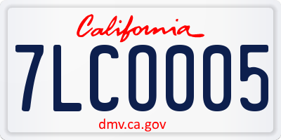 CA license plate 7LCO005