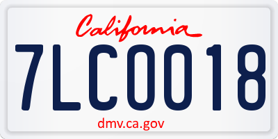 CA license plate 7LCO018