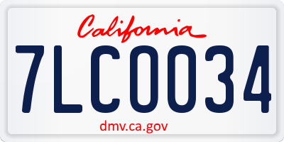 CA license plate 7LCO034