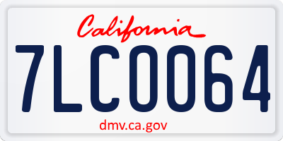 CA license plate 7LCO064