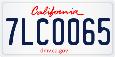 CA license plate 7LCO065