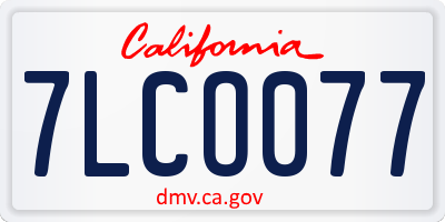 CA license plate 7LCO077