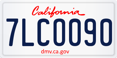 CA license plate 7LCO090