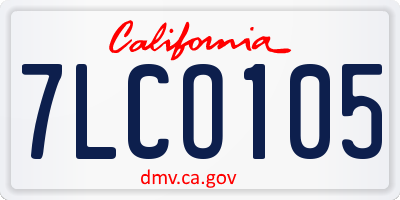 CA license plate 7LCO105