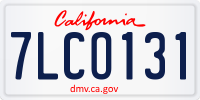 CA license plate 7LCO131