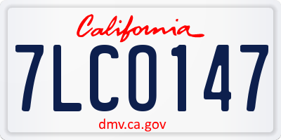 CA license plate 7LCO147