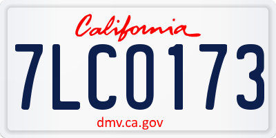 CA license plate 7LCO173