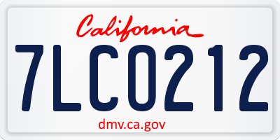 CA license plate 7LCO212