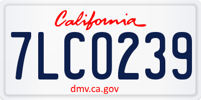 CA license plate 7LCO239