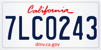 CA license plate 7LCO243