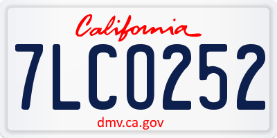 CA license plate 7LCO252