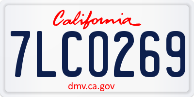 CA license plate 7LCO269