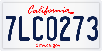 CA license plate 7LCO273