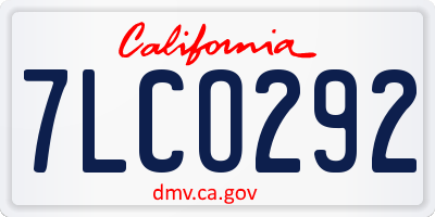 CA license plate 7LCO292