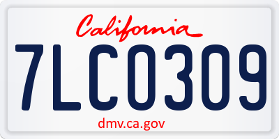 CA license plate 7LCO309