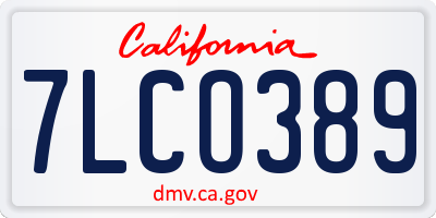 CA license plate 7LCO389