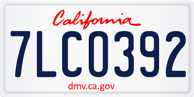 CA license plate 7LCO392