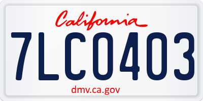 CA license plate 7LCO403
